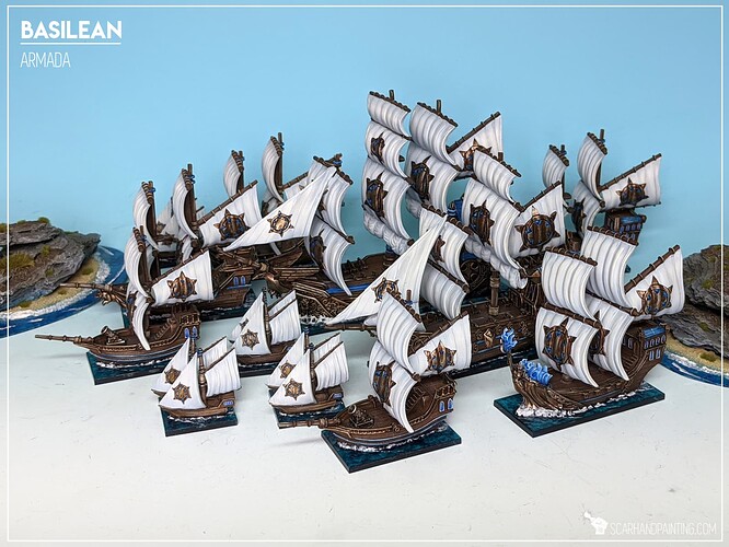 Scarhandpainting 2107 Kings of War Armada Basilean Fleet 2
